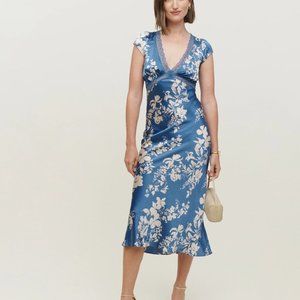 Reformation - NWT Coven Silk Dress (Cyanotype, Size 8) MSRP/Retail price: $298
